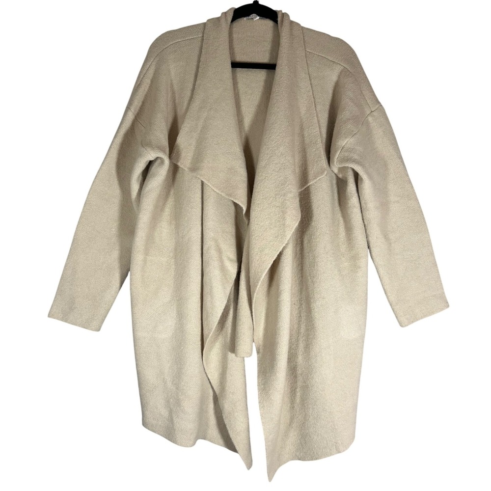 Baltic Born‎ Ellison Lapel Cardigan Sweater L/XL Open Front Neutral Knit Draped